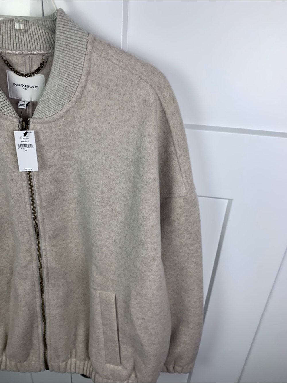 NWT Banana Republic XL Melton Soft Brushed Bomber Jacket Oatmeal Classic Capsule - Picture 4 of 9